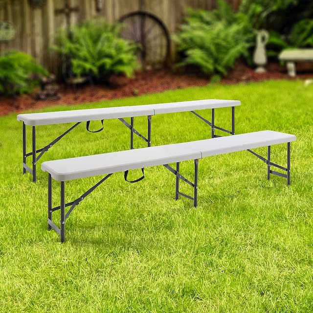 Location Banc pliable blanc 183 cm - Pixloc